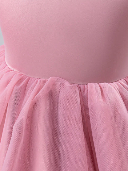 Vestido de Festa de Casamento e Desfile para Meninas, Sem Mangas, de Tule, para Todas as Estações