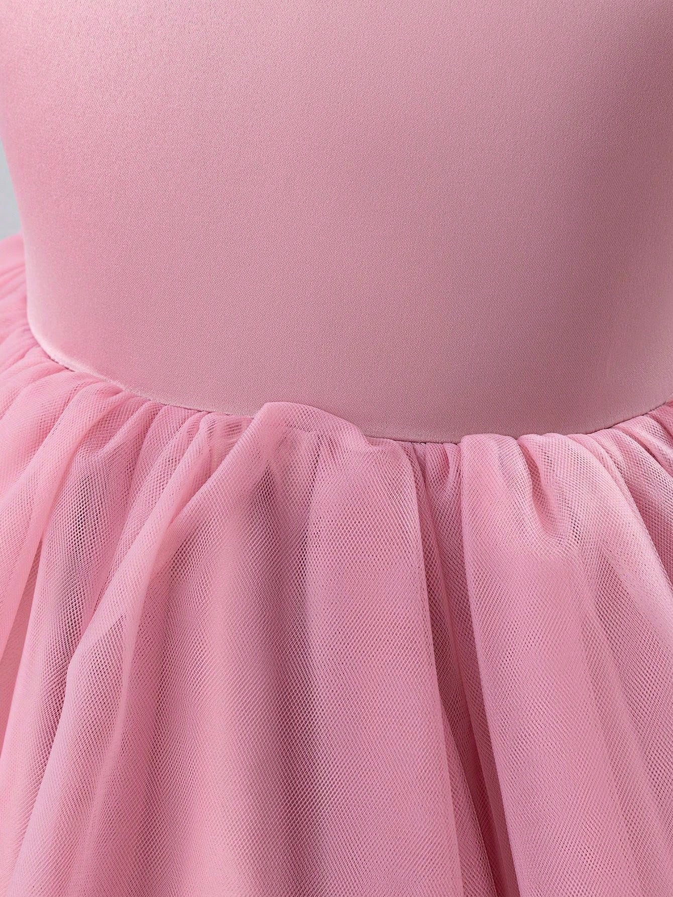 Vestido de Festa de Casamento e Desfile para Meninas, Sem Mangas, de Tule, para Todas as Estações