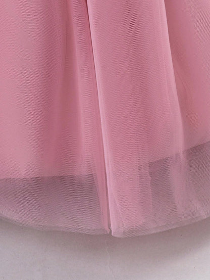 Vestido de Festa de Casamento e Desfile para Meninas, Sem Mangas, de Tule, para Todas as Estações