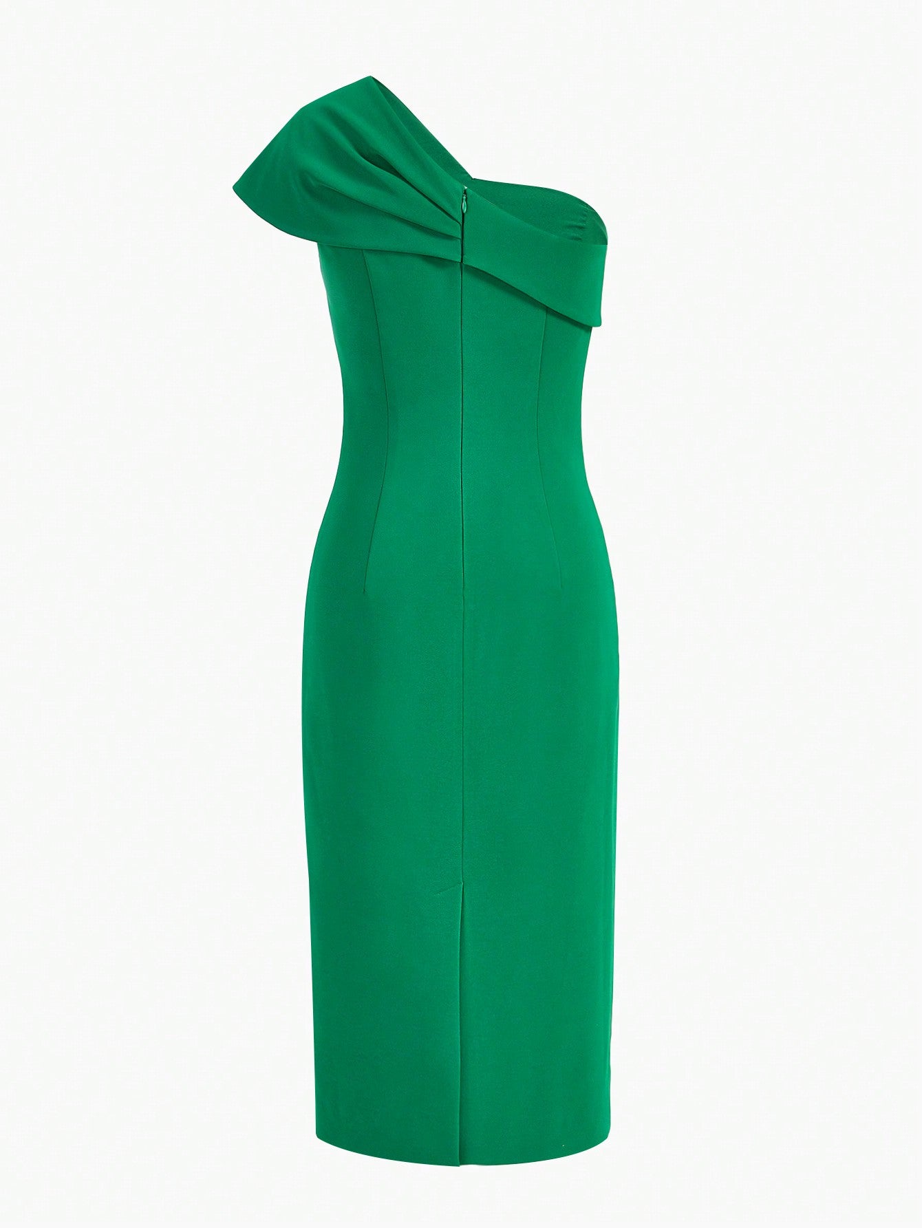 VESTIDO MIDI SLIM FIT COM DETALHE DE LAÇO GRANDE DE UM OMBRO ÚNICO