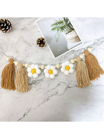 1 Peça Faixa de Borlas Rosa com Flor, Decoração de Quarto de Bebê Infantil, Decoração de Festa, Fofo e Aconchegante, Decoração Suspensa