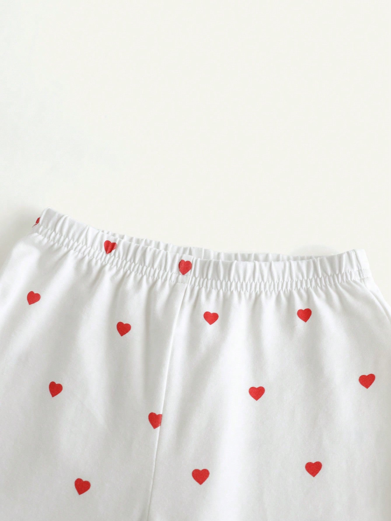 2 peças Conjunto Meninas Bebê com Cardigã de Gola em Contraste de Cor com Estampa de Coração e Calça Casual
