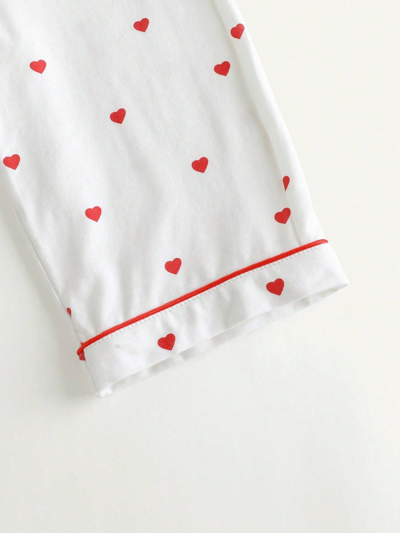 2 peças Conjunto Meninas Bebê com Cardigã de Gola em Contraste de Cor com Estampa de Coração e Calça Casual