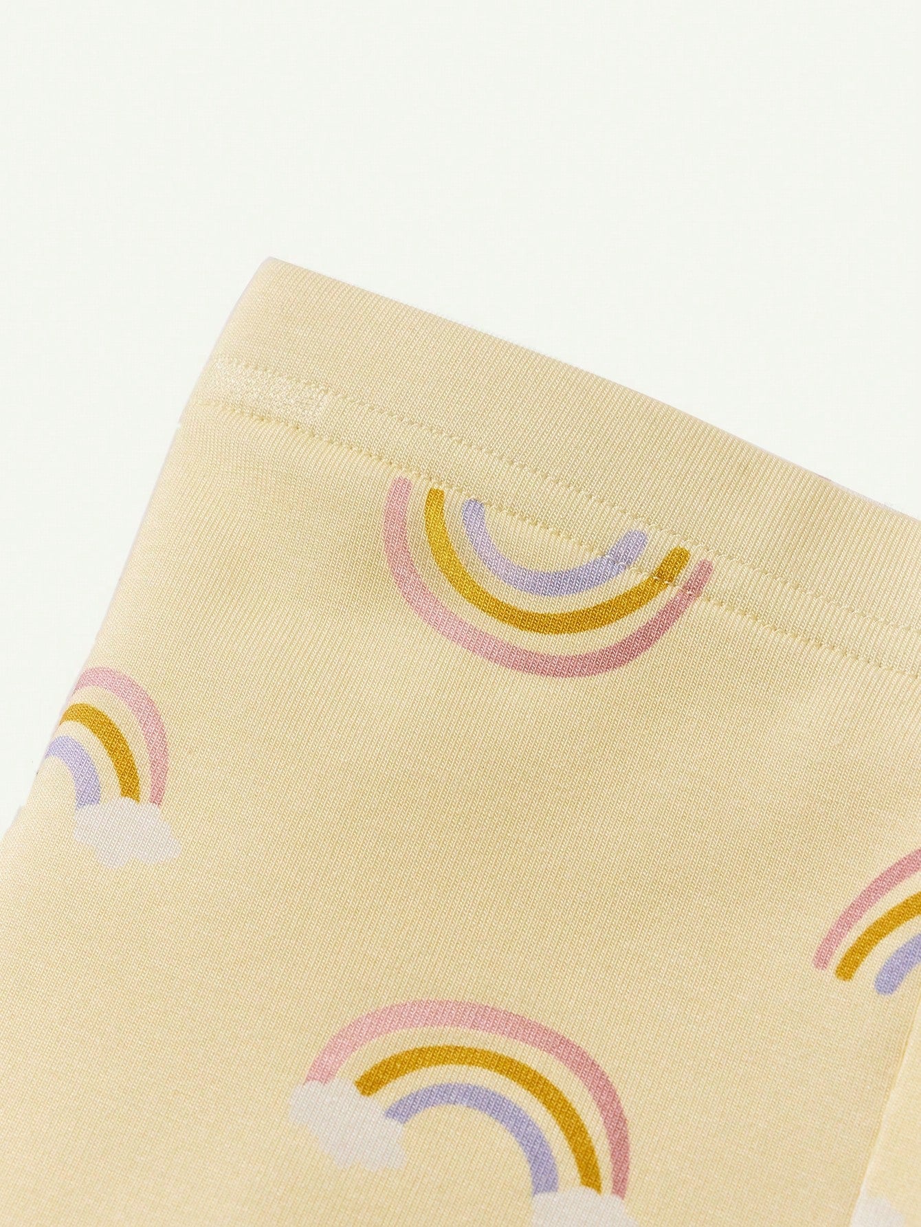 2 peças Conjunto de Pijama Justo para Meninas Bebê com Estampa Gráfica Arco-Íris - Top de Manga Longa e Calça