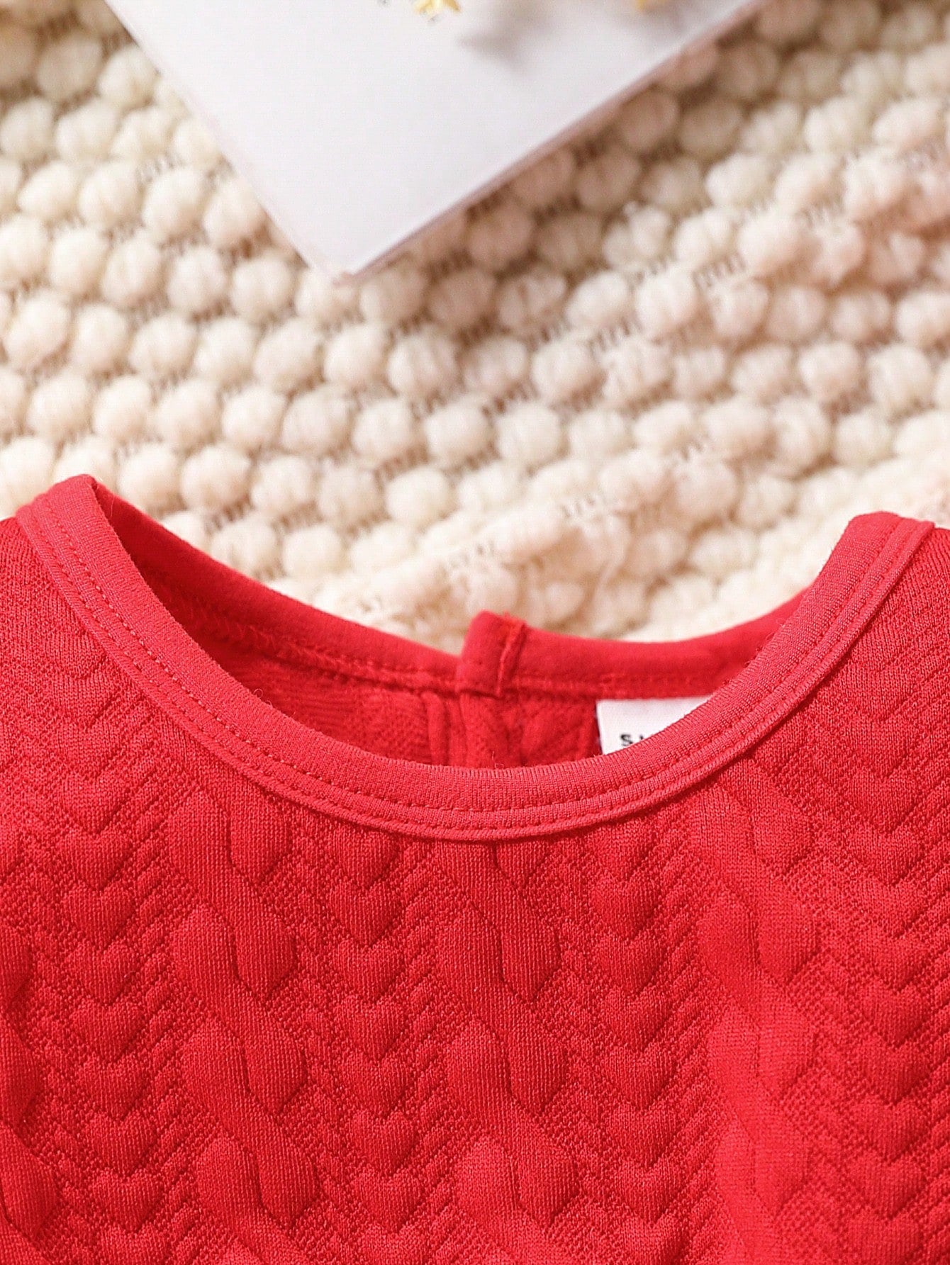 2 peças/Conjunto Vestido e Casaco de Jacquard Elegante de Pelúcia para Meninas Bebê, Adequado para Natal, Brincadeiras ao Ar Livre