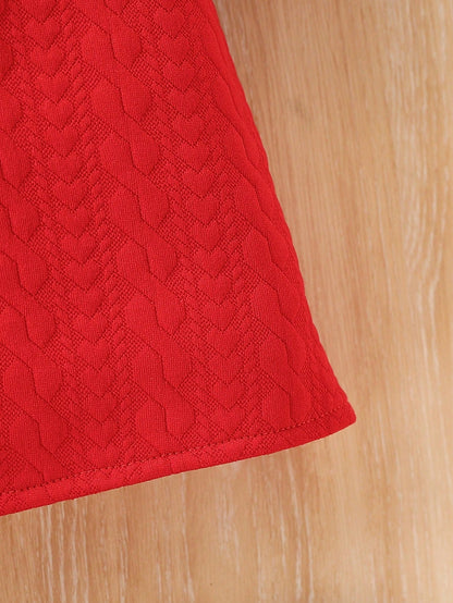 2 peças/Conjunto Vestido e Casaco de Jacquard Elegante de Pelúcia para Meninas Bebê, Adequado para Natal, Brincadeiras ao Ar Livre