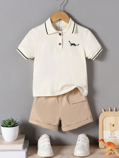 Conjunto de 2 peças Menino Jovem Moda Verão 2024, incluindo Camisa de Manga Curta e Shorts