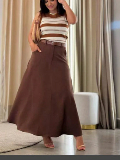 Saia cumprida alfaiataria com bolso moda evangelica