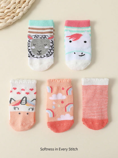 2 Pares de Socks de Algodão Jacquard de Urso Bonito para Bebê/Criança