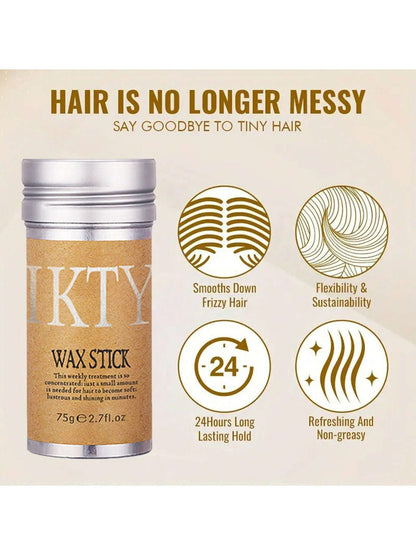 IKT Barra de Cera de Cabelo IKTY com Escovas de Cabelo para Penteado Repuxado - Pomada de Longa Duração para Estilo Livre de Frizz - Pentes Nutritivos para Cabelo e Peruca - Fixação o Dia Todo, Realça o Brilho