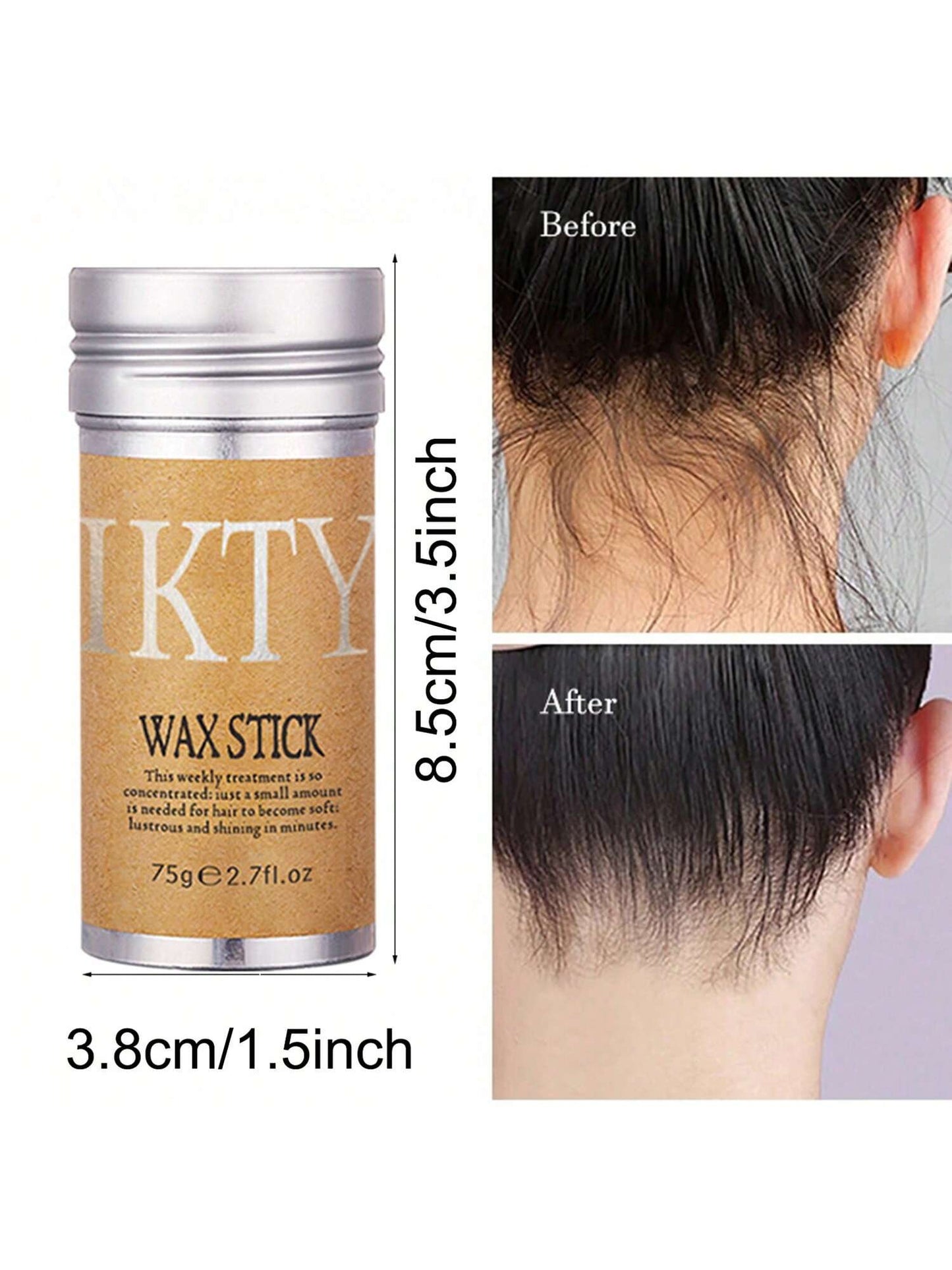 IKT Barra de Cera de Cabelo IKTY com Escovas de Cabelo para Penteado Repuxado - Pomada de Longa Duração para Estilo Livre de Frizz - Pentes Nutritivos para Cabelo e Peruca - Fixação o Dia Todo, Realça o Brilho