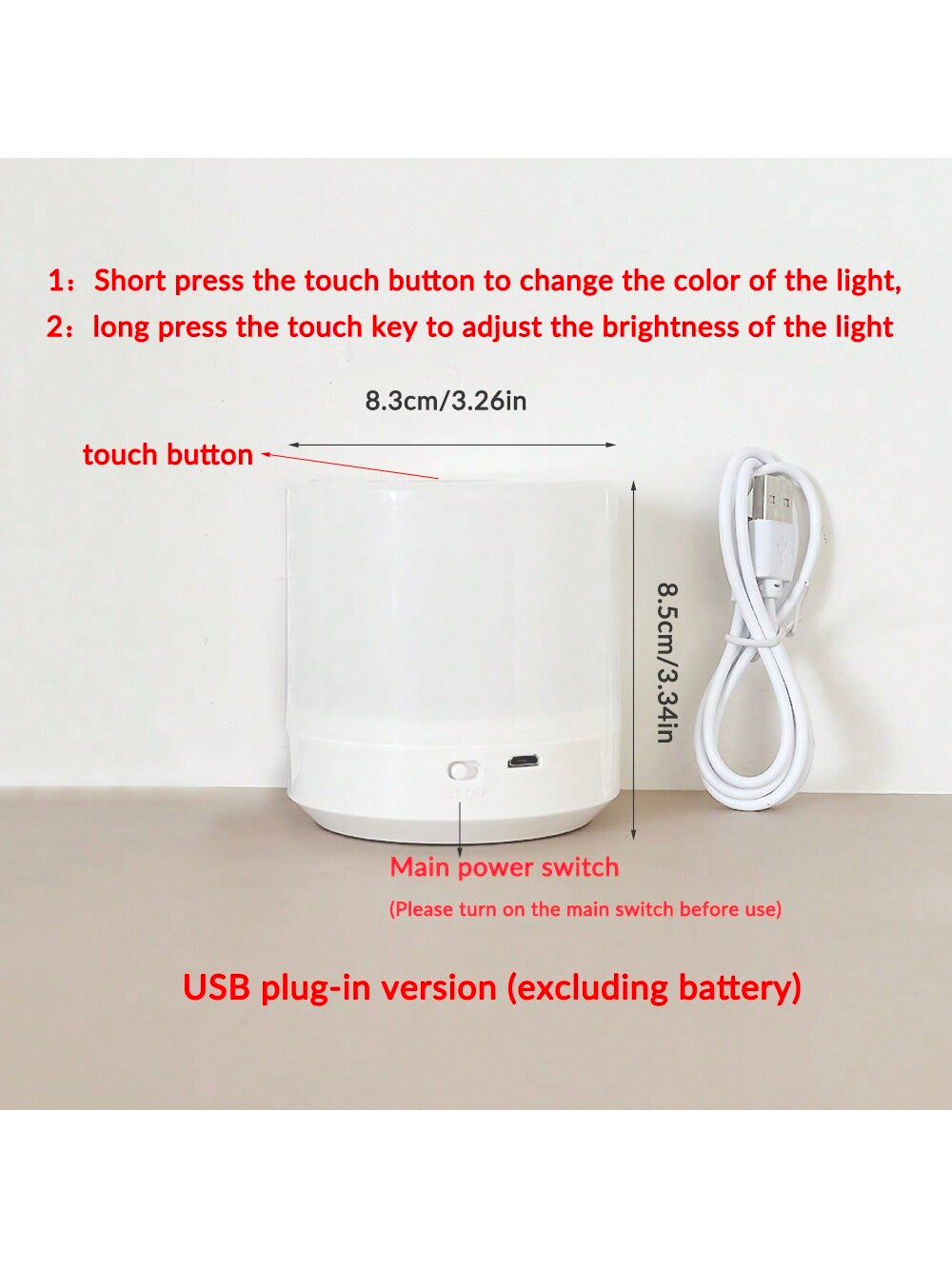 1 Peça Lâmpada de cabeceira com controle de toque mini USB com luz quente - Luminária noturna a LED alimentada por USB, cria um ambiente acolhedor no quarto e decoração doméstica, adequada para quarto, luz noturna infantil, quarto de bebê, adolescente e