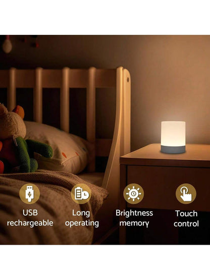 1 Peça Lâmpada de cabeceira com controle de toque mini USB com luz quente - Luminária noturna a LED alimentada por USB, cria um ambiente acolhedor no quarto e decoração doméstica, adequada para quarto, luz noturna infantil, quarto de bebê, adolescente e