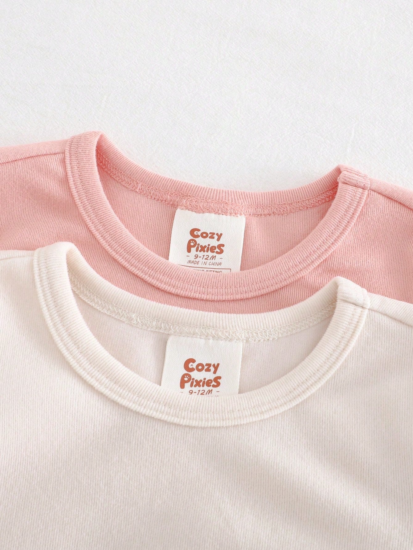 2 peças Conjunto de Pijama de Top de Manga Longa Gola Redonda e Calça de Bebê Menina em Cor Sólida Macia de Tricô