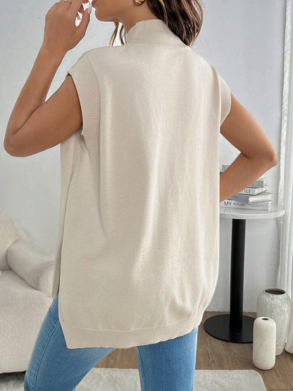 Suéter casual para gestante, design simples, manga morcego e fenda