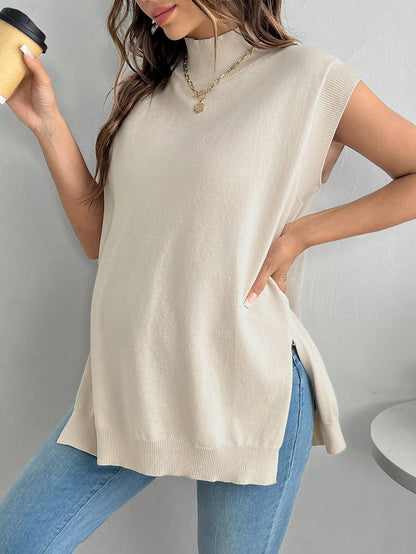 Suéter casual para gestante, design simples, manga morcego e fenda