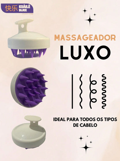 Escova Massageadora Luxo Couro Cabeludo. Massageador Capilar Silicone Macio Para Higienizar e Combater a Caspa