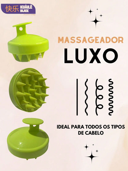 Escova Massageadora Luxo Couro Cabeludo. Massageador Capilar Silicone Macio Para Higienizar e Combater a Caspa