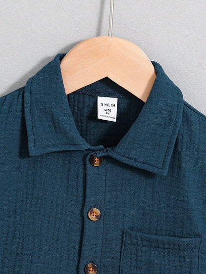 Vintaside Kids 2 peças Conjunto Camisa de Manga Curta de Algodão Casual e Shorts para Meninos Jovens, Adequado para Uso Diário, Escola, Brincadeiras ao Ar Livre na Primavera e Verão