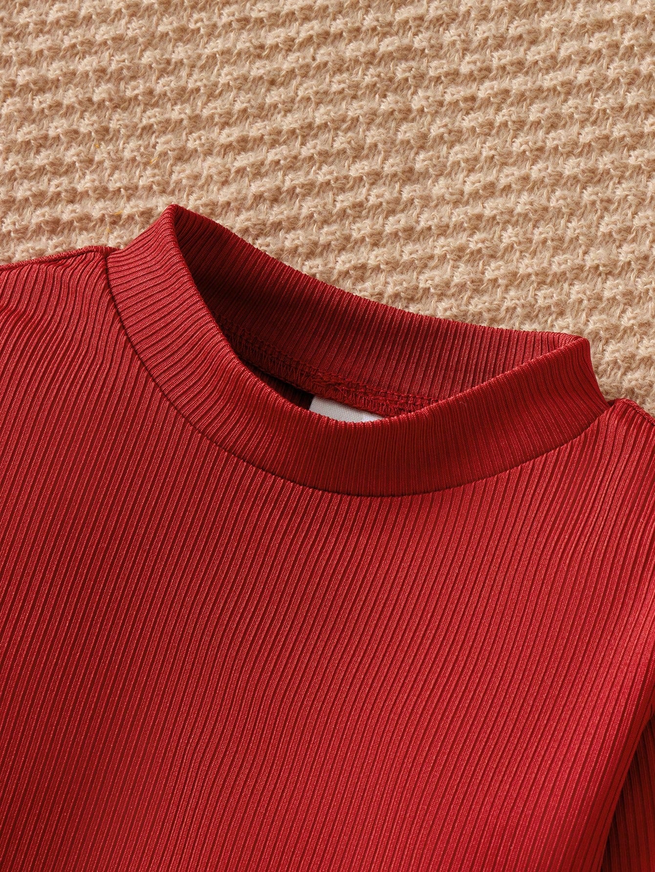 2 peças/conjunto Vestido de Gola Alta de Manga Longa com Camiseta Grossa de Fleece Adorável com Flor de Cerejeira para Meninas Bebê, Conjunto Casual e Quente, Adequado para Passeio, Natal e Ano Novo