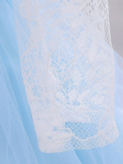 Vestido de Daminha de Honra Encantador com Decoração de Laço e Tule nas Costas, Adequado para Casamento, Festa, Evento de Aniversário