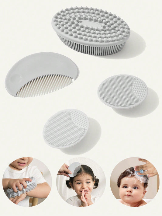 Conjunto de 4 peças de Acessórios para Banheiro Cozycub: Pente   Escova de Silicone