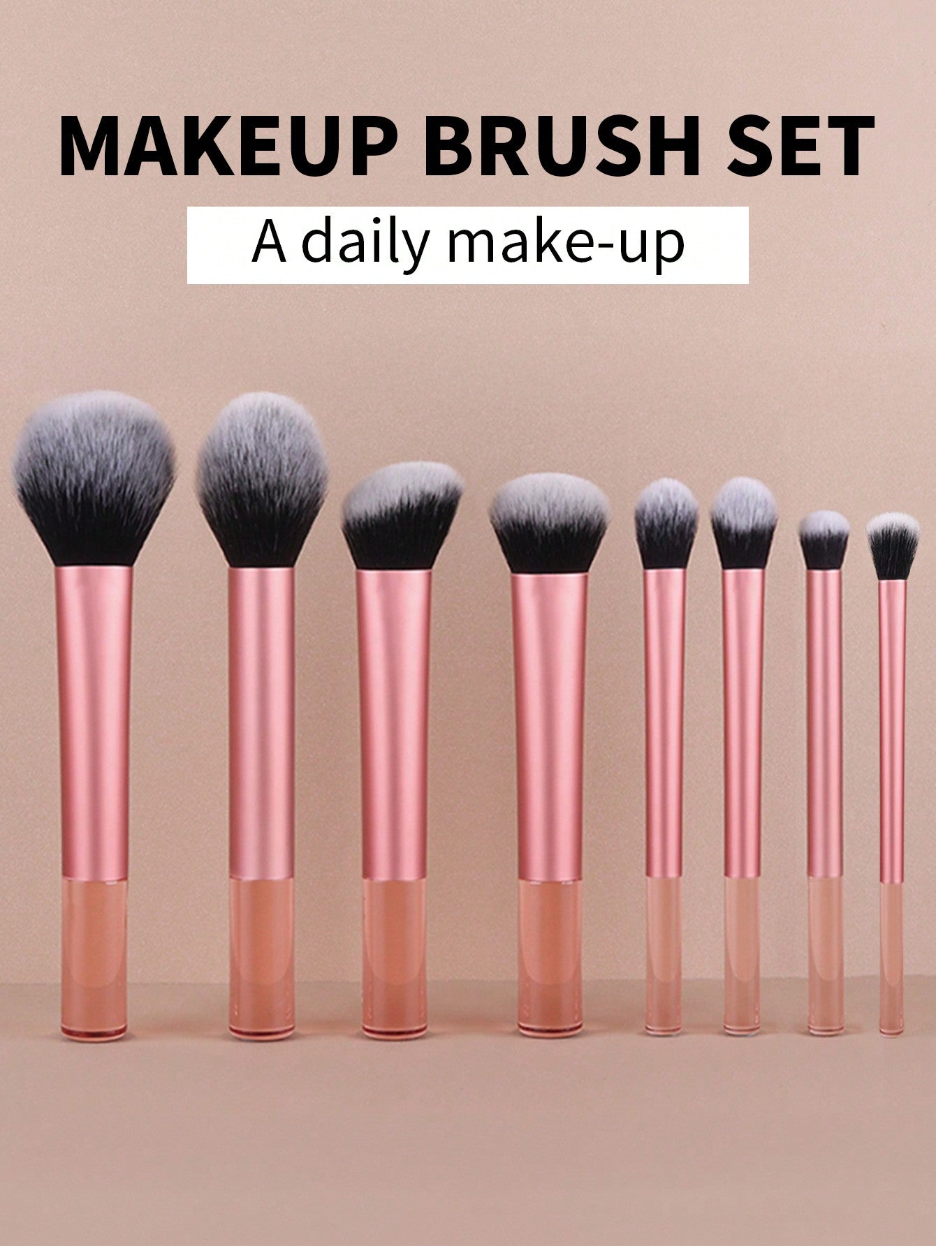Conjunto de Pincéis de Maquiagem Multifuncionais com 8 peças, incluindo Puff, Pó, Blush, Base, Sombra, Esfumar e Contorno