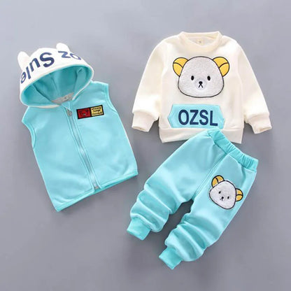 Conjunto Infantil 3 Peças – Roupas de Inverno Aconchegantes para Meninos e Meninas