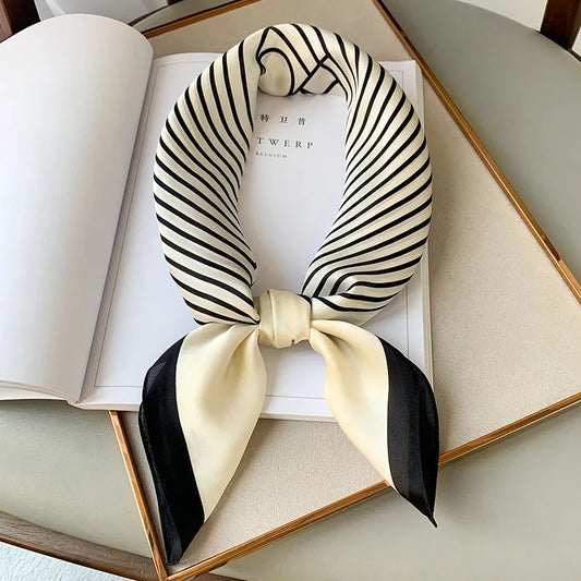 Lenço de Seda Luxo/ Luxury Brand Silk Square Plaid Scarf Women Satin Neck Hair Tie Band Soft work