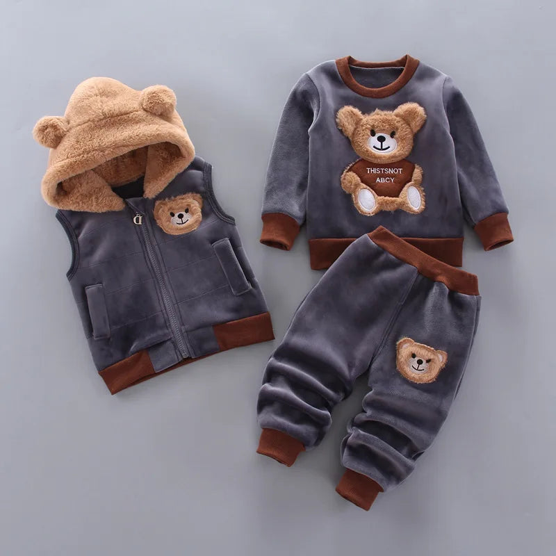 Conjunto Infantil 3 Peças – Roupas de Inverno Aconchegantes para Meninos e Meninas