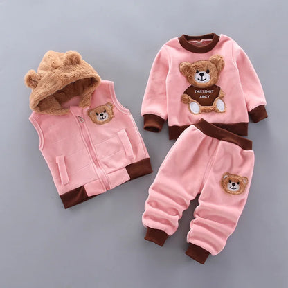 Conjunto Infantil 3 Peças – Roupas de Inverno Aconchegantes para Meninos e Meninas