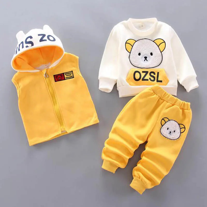 Conjunto Infantil 3 Peças – Roupas de Inverno Aconchegantes para Meninos e Meninas