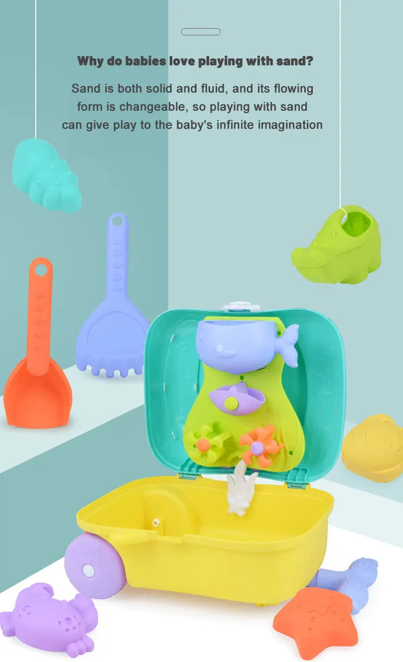 Children's summer beach toy set Whale luggage trolley case summer sand shovel outdoor water toy