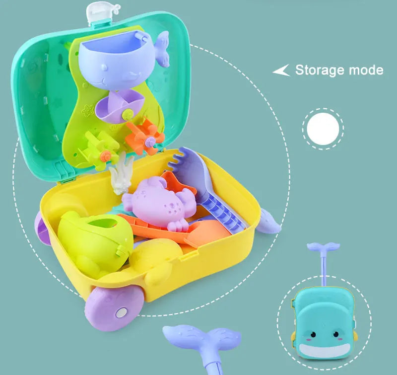 Children's summer beach toy set Whale luggage trolley case summer sand shovel outdoor water toy