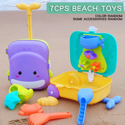 Children's summer beach toy set Whale luggage trolley case summer sand shovel outdoor water toy