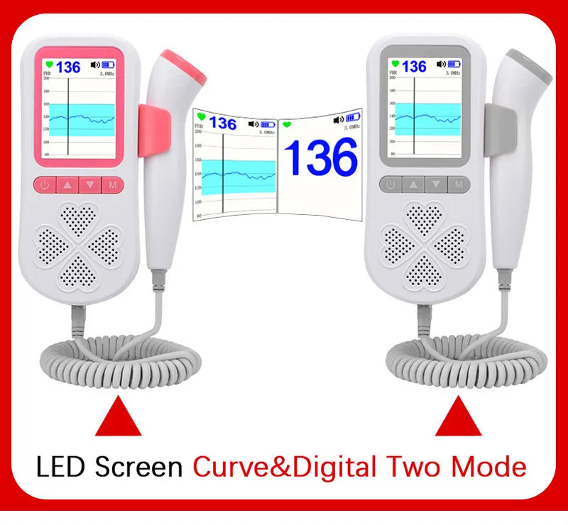 Upgraded 3.0MHz Doppler Fetal Heart rate Monitor Home Pregnancy Baby Fetal Sound Heart Rate Detector LCD Display No Radiation