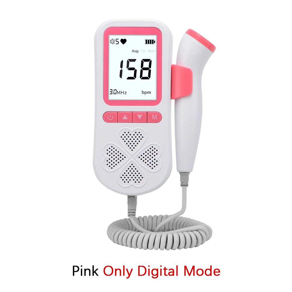 Upgraded 3.0MHz Doppler Fetal Heart rate Monitor Home Pregnancy Baby Fetal Sound Heart Rate Detector LCD Display No Radiation