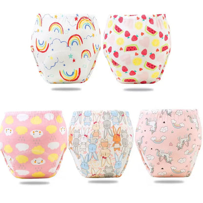 5PC 6 Layers Reusable Cotton Baby Training Pants, Baby Shorts, Underwear, Baby Diapers,