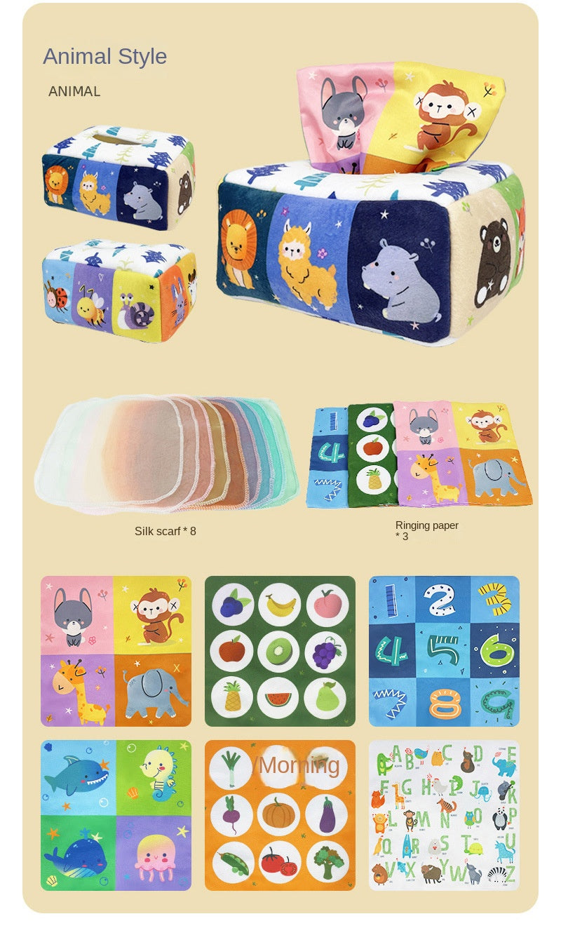 Baby Montessori Toy,Magic Tissue Box,Educational Learning Activity Sensory Toy For Kids  Finger Exercising  Busy Board Baby Game