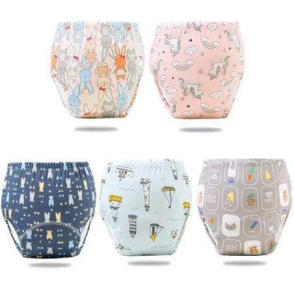 5PC 6 Layers Reusable Cotton Baby Training Pants, Baby Shorts, Underwear, Baby Diapers,
