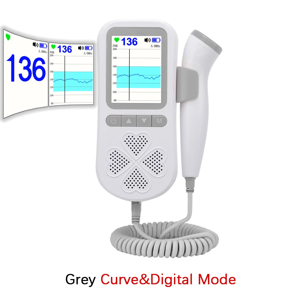 Upgraded 3.0MHz Doppler Fetal Heart rate Monitor Home Pregnancy Baby Fetal Sound Heart Rate Detector LCD Display No Radiation