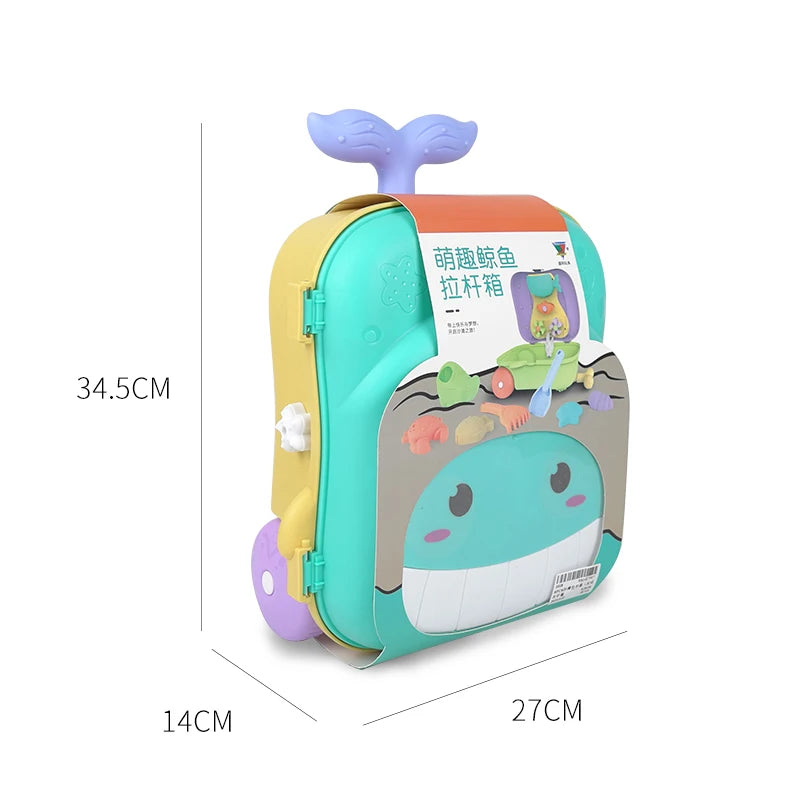 Children's summer beach toy set Whale luggage trolley case summer sand shovel outdoor water toy