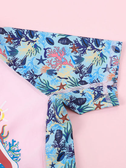 2-12 Years New Girl Swimwear Swim Suits UV Protective Long Sleeve Children Swimsuits Sport