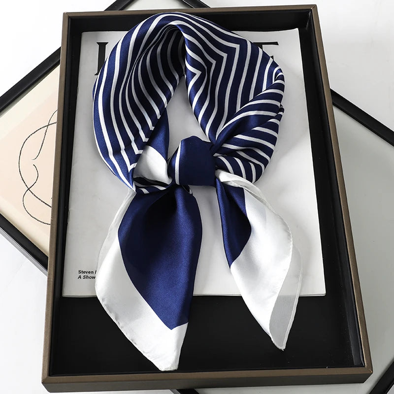 Lenço de Seda Luxo/ Luxury Brand Silk Square Plaid Scarf Women Satin Neck Hair Tie Band Soft work