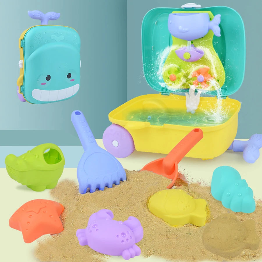 Children's summer beach toy set Whale luggage trolley case summer sand shovel outdoor water toy
