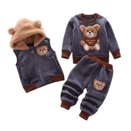 Conjunto Infantil 3 Peças – Roupas de Inverno Aconchegantes para Meninos e Meninas