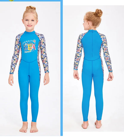 2-12 Years New Girl Swimwear Swim Suits UV Protective Long Sleeve Children Swimsuits Sport