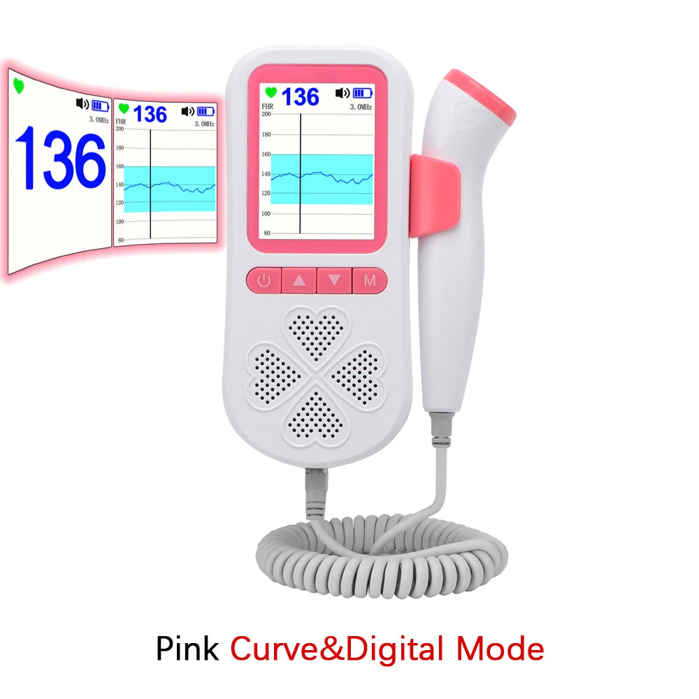 Upgraded 3.0MHz Doppler Fetal Heart rate Monitor Home Pregnancy Baby Fetal Sound Heart Rate Detector LCD Display No Radiation