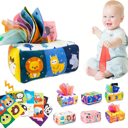 Baby Montessori Toy,Magic Tissue Box,Educational Learning Activity Sensory Toy For Kids  Finger Exercising  Busy Board Baby Game