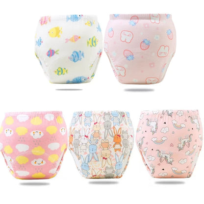 5PC 6 Layers Reusable Cotton Baby Training Pants, Baby Shorts, Underwear, Baby Diapers,
